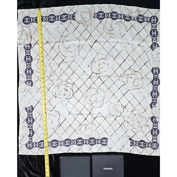 Chanel Silk Camellia CC Square Scarf - Picture 4 of 8